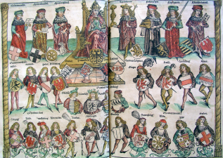 The Holy Roman Empire Nuremberg_chronicles_-_Organizational_Structure_of_the_Empire_of_the_Holy_Roman_Empire_(CLXXXIIIv-CLXXXIIIIr) (wikimedia commons)