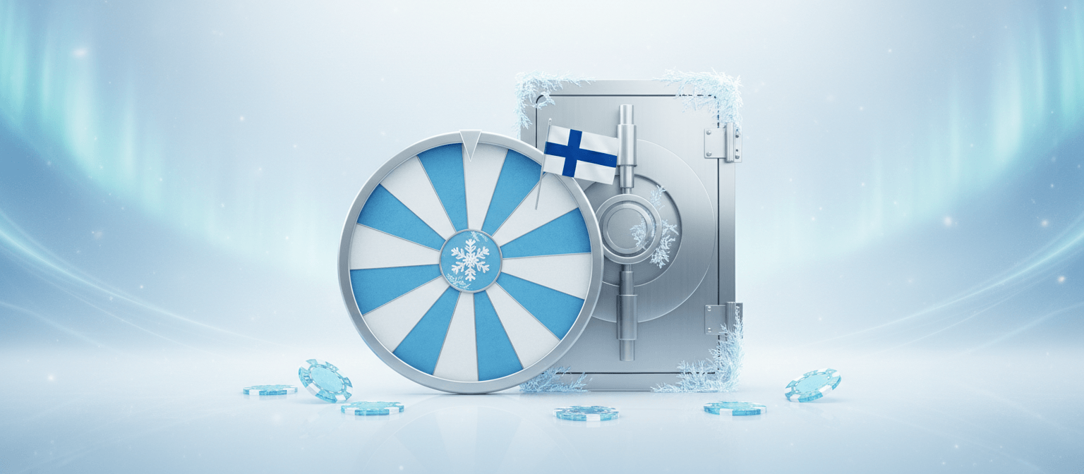 Bonuspyora ja kassakaappi Suomen lipun edessa kuvastavat turvallisia kasinobonuksia